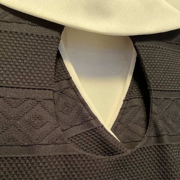 70s Black with White Cuffs & Collar Maxi Dress Medium Tall - Picture 4 of 8